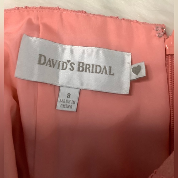 NWT 🍑David's Bridal Peach Lace Halter Dress - Picture 8 of 16